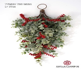ACABAMENTO DE FOLLAGE DE EUCALIPTO CON FRUTOS ROJOS 50CM COLGANTE