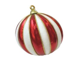BOLA NAVIDEÑO DECORATIVO 15CM-1PC ROJO C/BLANCO CIRCUS