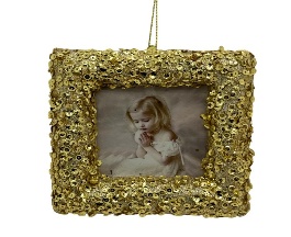 PORTA RETRATO DORADO NAVIDEÑO CUADRADO 12CM