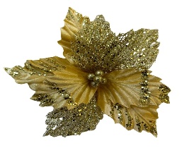 FLOR DECORATIVO DORADO CON GLITER 30CM