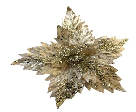 FLOR DECORATIVO CHAMPAGNE CON GLITER 28CM