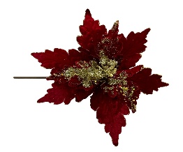 FLOR DECORATIVO ROJO CON GLITER 28CM
