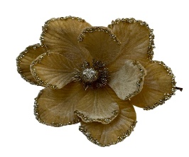 FLOR DECORATIVO NAVIDEÑO DORADO 30CM CON GLITER