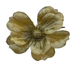 FLOR DECORATIVO NAVIDEÑO DORADO 20CM CON GLITER