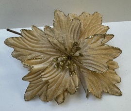 FLOR DECORATIVO DORADO CON GLITER 23CM