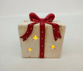 CAJA DE REGALO DECORATIVO DE CERAMNICA CON NAVIDEÑO 7.3*5.5*16CM