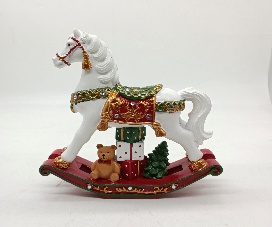 CABALLO DECORATIVO NAVIDEÑO 18*6*20.5CM BALCO CON OSOS