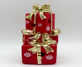 CAJA DE REGALO DECORATIVO DE RESINA NAVIDEÑO 8*8*17CM