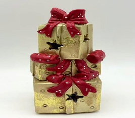CAJA DE REGALO DECORATIVO DE RESINA NAVIDEÑO 8*8*17CM