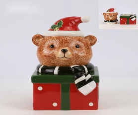 CAJA DE REGALO DECOTIVO RESINA NAVIDEÑO MOD OSO 15.7*15*23.9cm