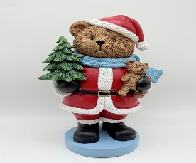 MUÑECO OSO NAVIDEÑO 17*12*30CM RESINA