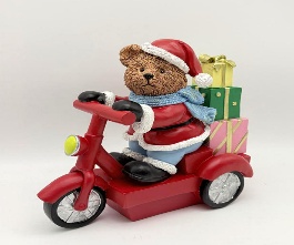 OSO DECORATIVO NAVIDEÑO RESINA EN MOTO 21.7*9.8*21.5CM