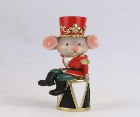 DECORATIVO NAVIDEÑO RATON C/TAMBOR RESINA 7.8*5.2*16.4CM