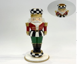 PORTA VELA DE CASCANUECES NAVIDEÑO DECORATIVO 8.5*8.5*28CM