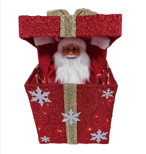 Caja de regalo navideña eléctrica 25*25*50cm ROJO CON PAPA NOEL