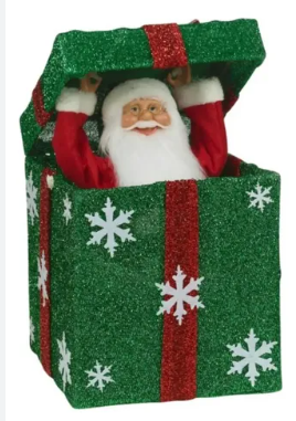 Caja de regalo navideña eléctrica 25*25*50cm VERDE CON PAPA NOEL