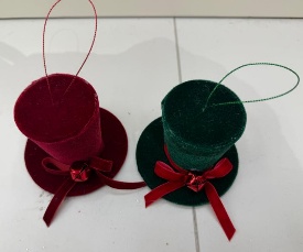 SOMBRERO DECORATIVO NAVIDEÑO 10*8CM AVELUDADO 1PC COLORES MIXTOS
