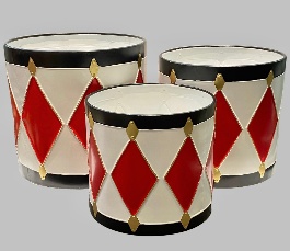 TAMBOR DECORATIVO NAVIDEÑO 45.7*45.7*50/84.0.6*40.6*47.6/35.5*35.5*38.1cm 3PC