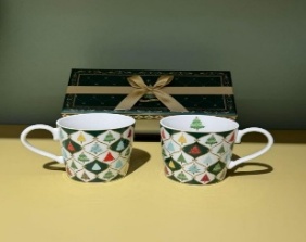 KIT CANECA 2PC 370ML PORCELANA MOD.ARBOL NAVIDEÑO