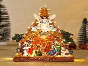 PESEBRE NAVIDEÑO CON LUZ DECORATIVO 20*13*28cm