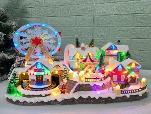 VILLA NAVIDEÑO DECORATIVO 43*24*29CM CON RUEDA GIGANTE CON LUZ