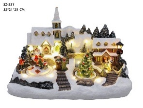 VILLA DECORATIVO NAVIDEÑO CON LUZ 32*21*25cm