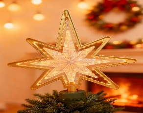 PUNTERA Estrella de doble capa rotatoria navideña de 36,5*7*66cm