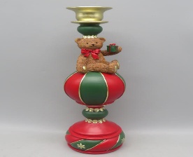 PORTA VELA DECORATIVO OSOS CIRCUS NAVIDEÑO 9*9*32CM