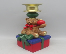 PORTA VELA DECORATIVO OSOS CIRCUS NAVIDEÑO 11.5*9.5*23CM CON REGALOS