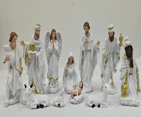 PESEBRE DECORATIVO NAVIDEÑO BLANCO 11PC