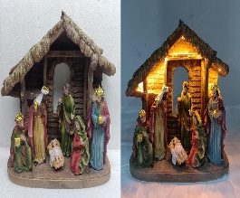 PESEBRE DECORATIVO NAVIDEÑO MADERA CON LUZ