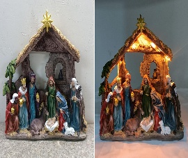 PESEBRE DECORATIVO NAVIDEÑO MADERA CON LUZ