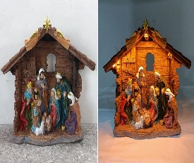 PESEBRE DECORATIVO NAVIDEÑO MADERA CON LUZ