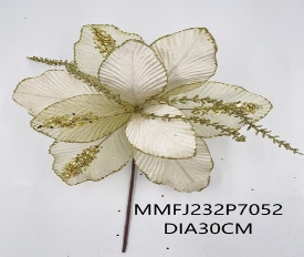 FLOR DECORATIVO NAVIDEÑO 30CM DORADO CON BEIGE
