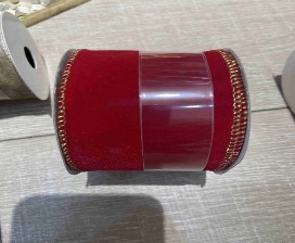 CINTA NAVIDEÑA DECORATIVO ROJO AVELUDADO 6.3CM*9M