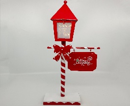POSTE FAROL CON LUZ DECORATIVO NAVIDEÑO 22*8*52CM