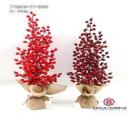 ARBOL NAVIDEÑO DE MESA CON MACETA CON FRUTOS ROJOS