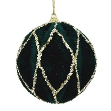 BOLA 10CM 2PC NAVIDEÑO VERDE CON GLITER