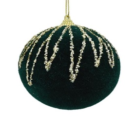 BOLA 15CM 1PC NAVIDEÑO GAMUZADO CON GLITER