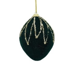 BOLA OVAL 15CM 2PC GAMUZADO VERDE CON GLITER