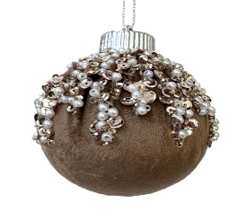 BOLA 8CM-3PC GAMUZADO CON PERLAS