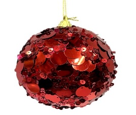BOLA 12CM 2PC NAVIDEÑO CON LENTEJUELAS