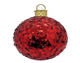 BOLA 15CM 1PC NAVIDEÑO CON LENTEJUELAS