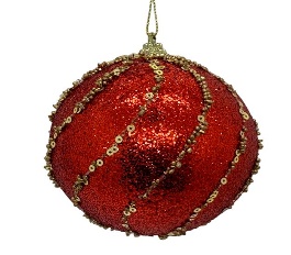 BOLA NAVIDEÑO 8CM-3PCS ROJA C/LENTEJUELA MG260819