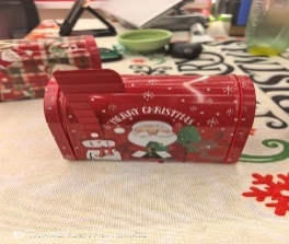 CAJA DE LATA NAVVIDEÑO TIPO BUZON DIS PAPA NOEL