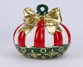 POTE NAVIDEÑO DECORATIVO CON TAPA EN RESINA