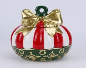 POTE NAVIDEÑO DECORATIVO CON TAPA EN RESINA